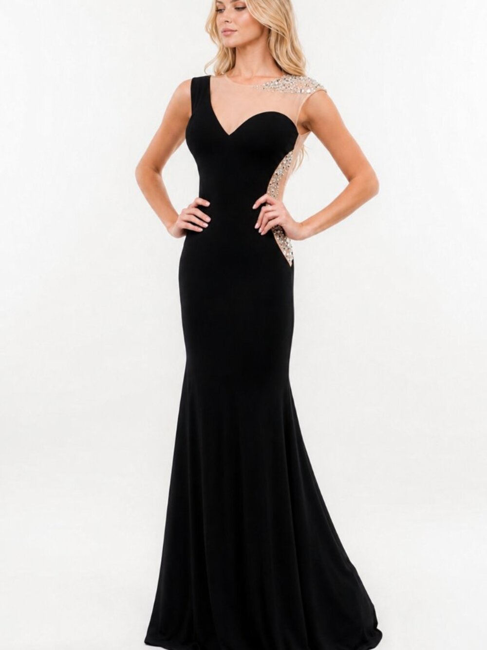NTW Jovani Sexy Black Evening Gown, Open back, size 4